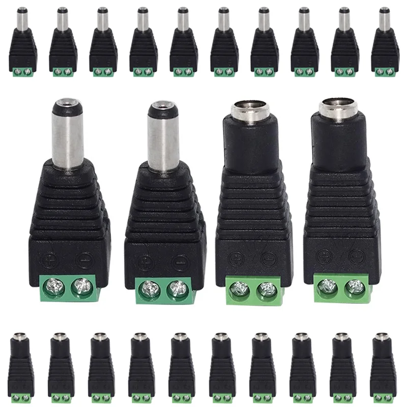 5PCS Cameras 2.1mm x 5.5mm greenMale Female DC Power Plug 5.5*2.5mm Plug Jack Adalug Jack Adapter Connector Male Plug Socket