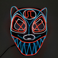 New Design LED Glowing Face Mask Luminous Neon Colorful Wolf Mask Cosplay Halloween Animal Mask Horror Costum Supplies