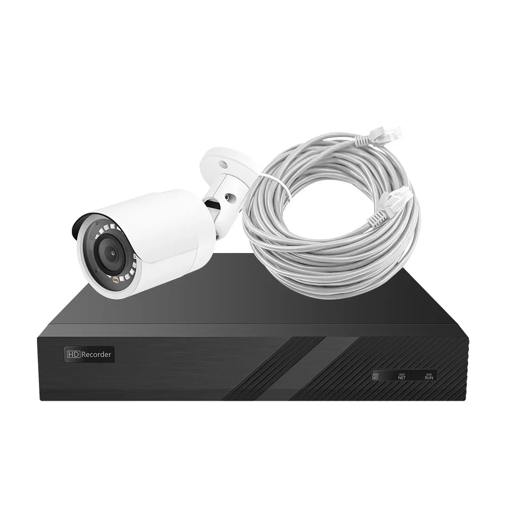 2026 8CH POE Kits 1 Pcs 4MP Bullet Outdoor POE NVR Home Security System Kit Internal Mic Audio Waterproof IP67 Metal IP CCTV Cam