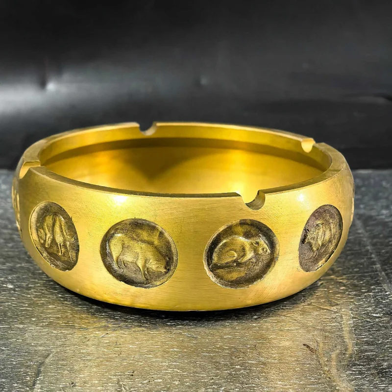 

Элитный винтажный декор для дома, украшение для гостиной в китайском стиле, креативный латунный офисный декор, утолщенная пепельница.