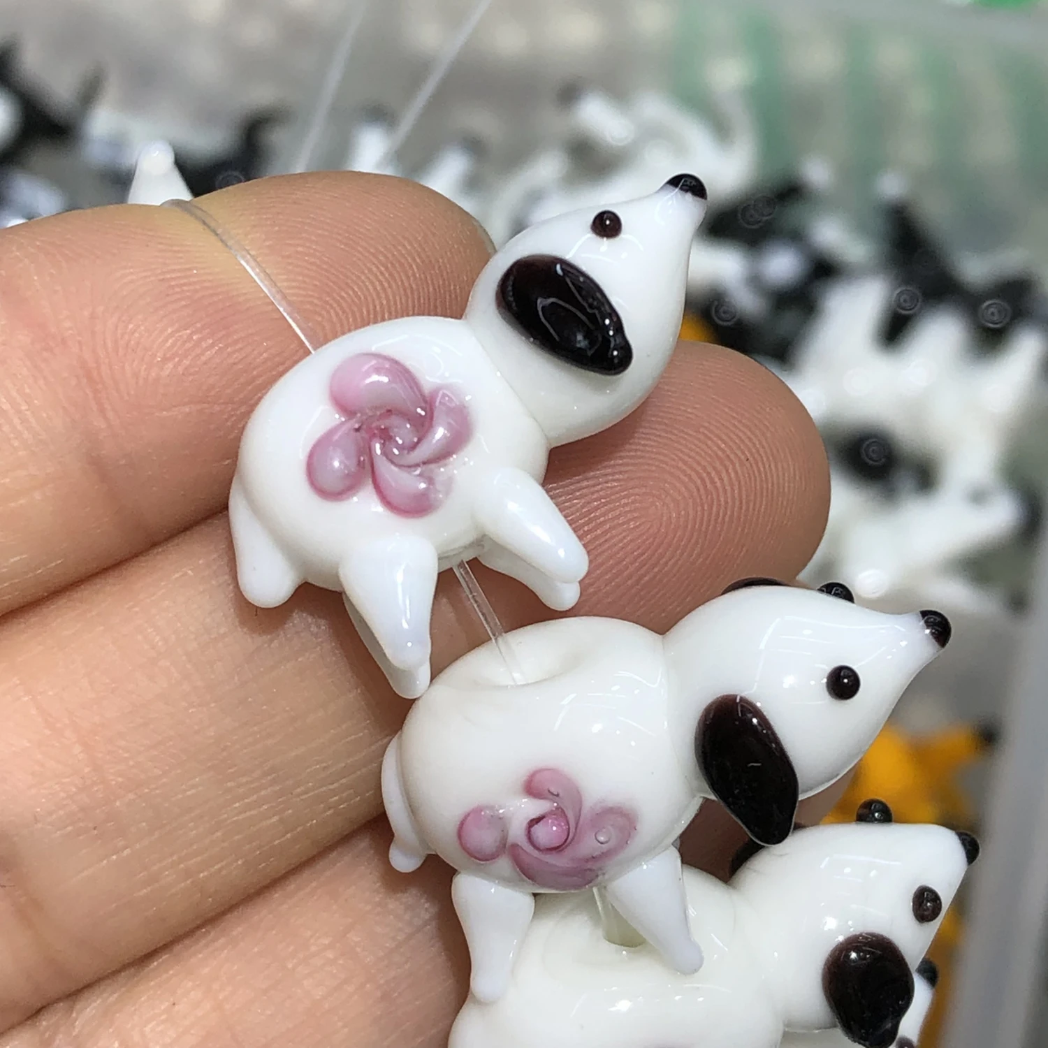 14x25mm Handmade Lampwork Glass Flower Dog Animals Beads Loose Crafts Beads For Jewelry Making DIY Bracelet Earring Necklace