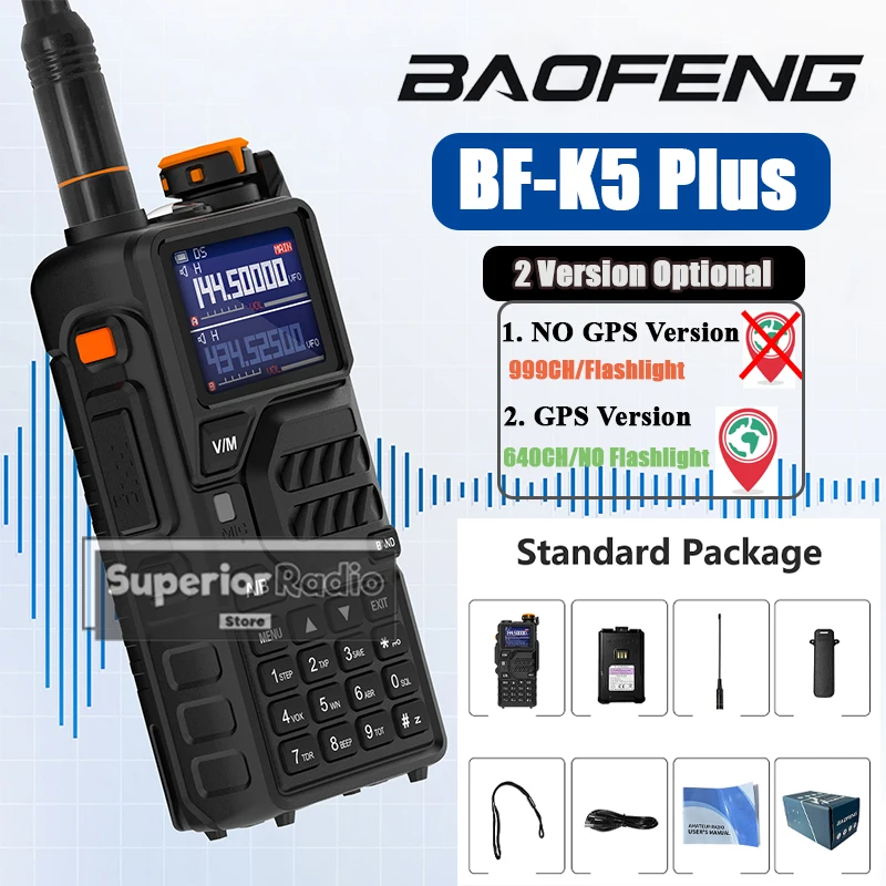 Baofeng BF-K5 Plus Walkie Talkie High Power Multi Band Wireless Copy Frequency NOAA BF-K5 Plus GPS AM FM Ham Radio BF-K5 Pro Max