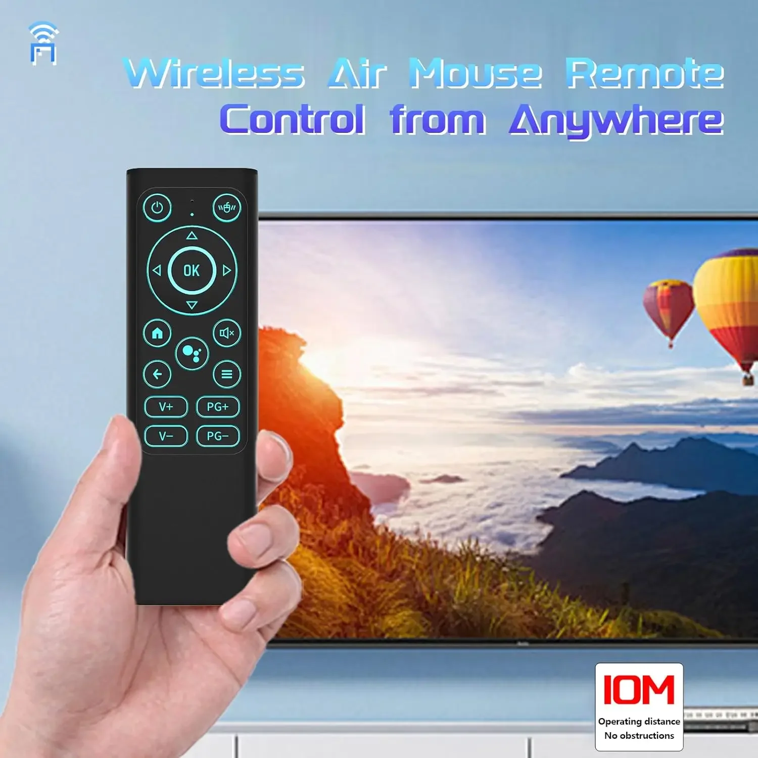 Mini clavier sans fil Air Mouse à distance : mode Bluetooth et 2.4G, rétroéclairé, alliage d'aluminium rechargeable pour PC/ordinateur portable/Android TV Box