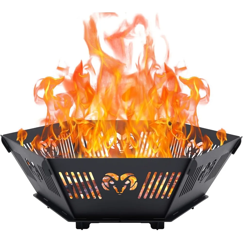 

Portable Fire Pit for Camping-23Inch Heavy Duty Wood Burning Fire Pits for Outside, Outdoor Collapsible Fire Pit with A Carry Ba