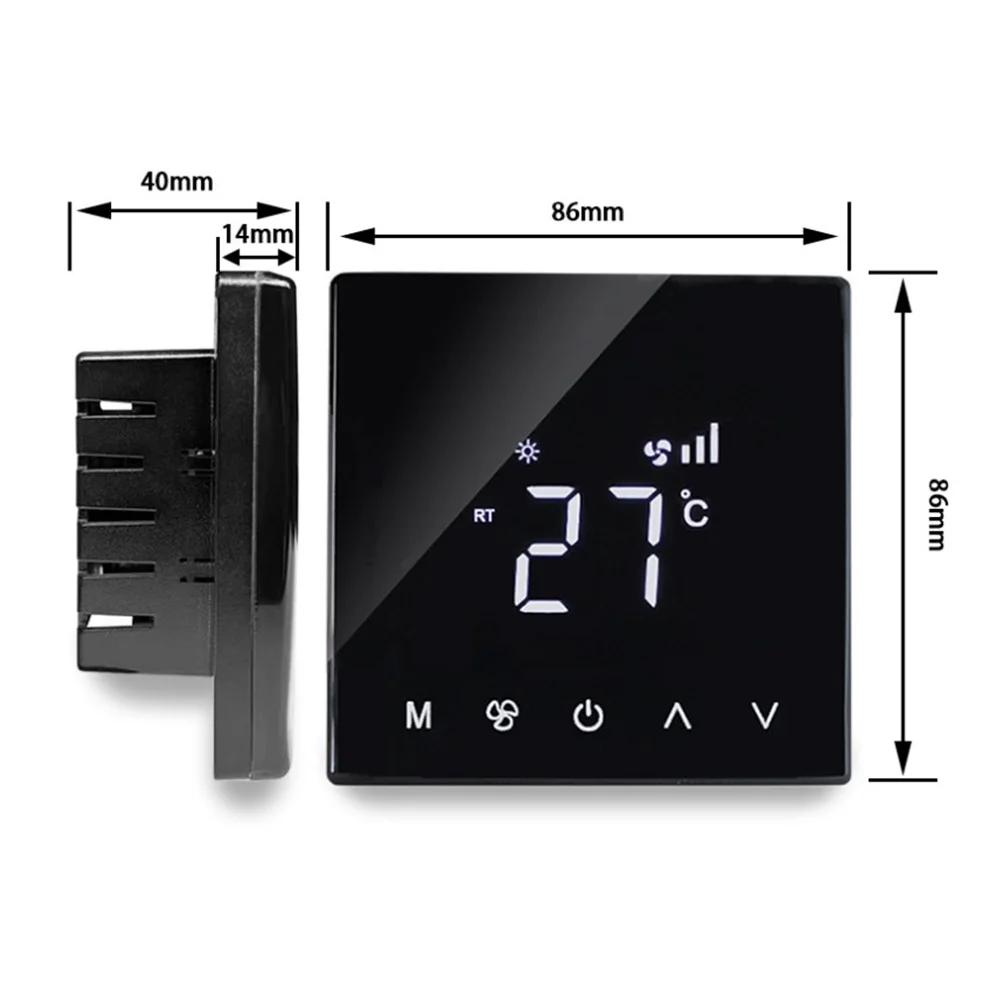 Touch Screen Room Thermostat With Curved Display And Programmable Timer For Central Heating And Floor Heating