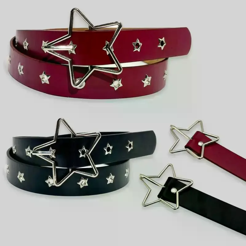 Rivet Belt Goth Style Double Pin Buckle Man/woman Fashion Casual Punk Style Pu Leather Waistband For Jeans Y2KBelt