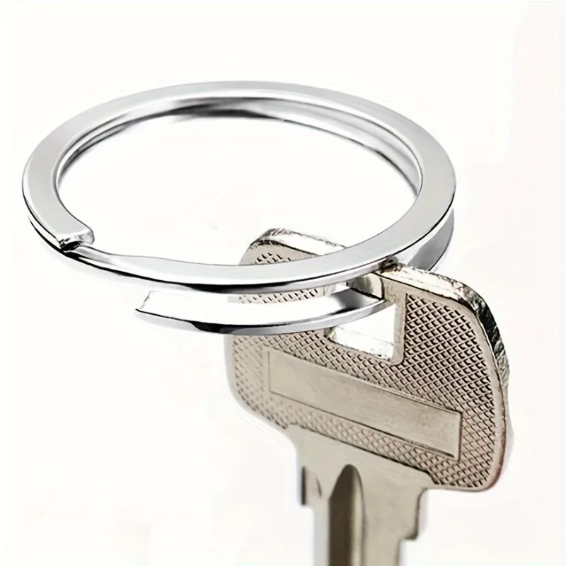 20pcs 2D Flat Silver Split Key Ring with Blank Engravable Metal Tag Detachable Open Jump Ring  Label Keychain for Keys Bag Decor