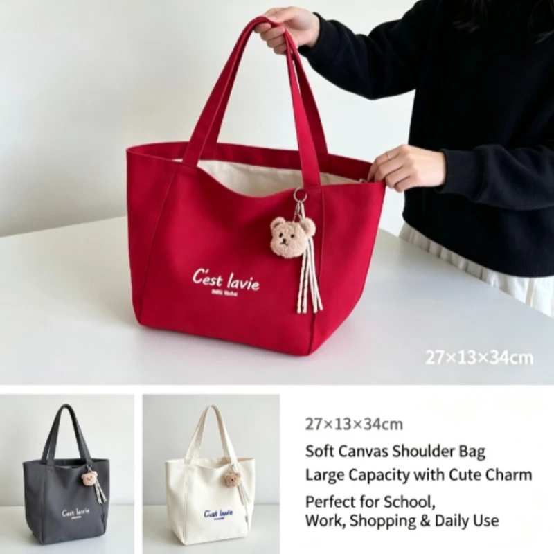 2026 Women's Bag Canvas Hippie Pattern Eco Bag, Large Capacity Commuter Tote Shoulder Hopper Bag, Versatile Bolsos Mujer 2026