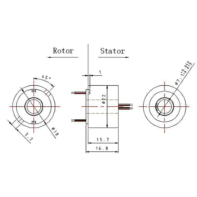 2/4/6 Channel Slip Ring with Hole Dia.7mm 1.5A Electric Slip Ring Hollow Shaft for PTZ Dining Table Rotor Camera Gimbal