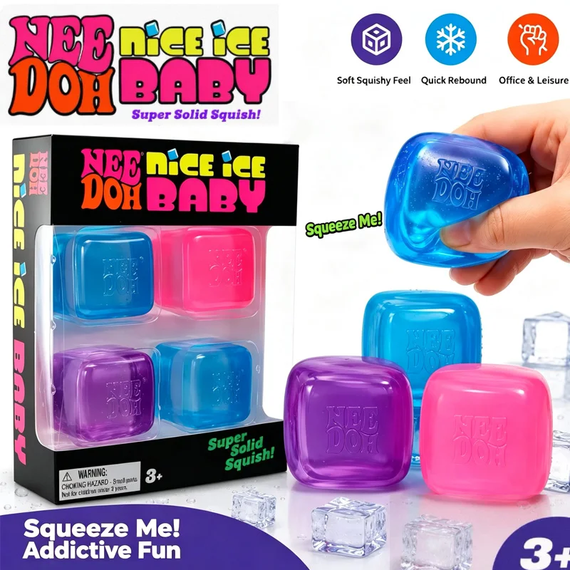 NEEDOH Mini 4 Pack Set Nice Cube Knead Stretch Fidget Toy Sensory Toy Fidget Toy Slow Rebound Anxiety Relief Gift Box Party Gift