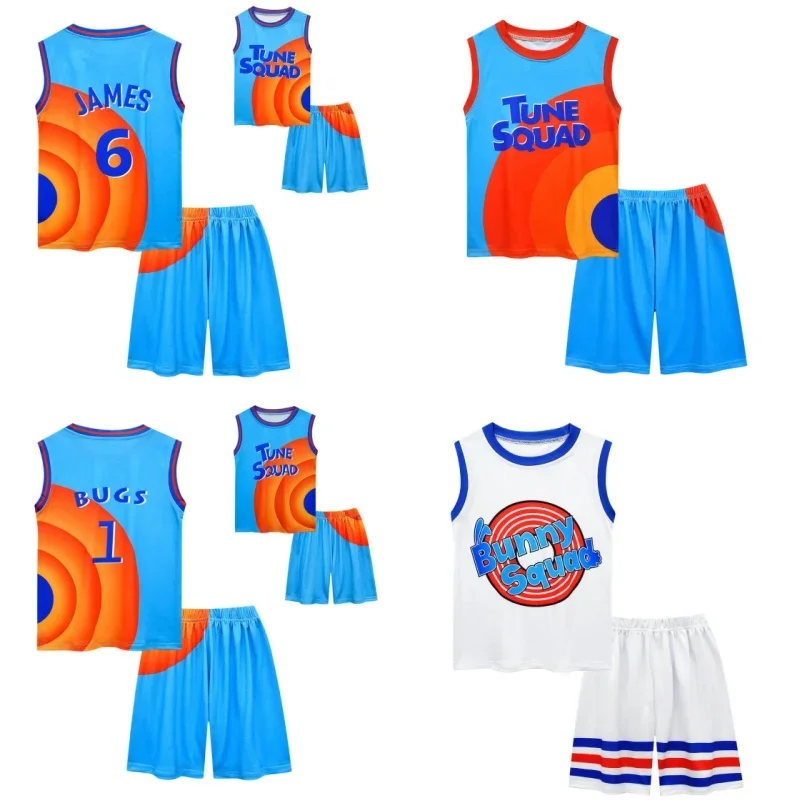 Boys Girls Space Jam 2 Jersey Clothes Tune Squad Basketball Cosplay Vest Shorts Tracksuit Uniform Sports Suit Children Clothing