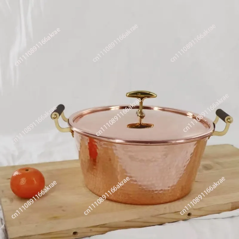 for Copper binaural cooking pot, pure copper hot pot, pure copper soup pot, binaural hammer point saucepan