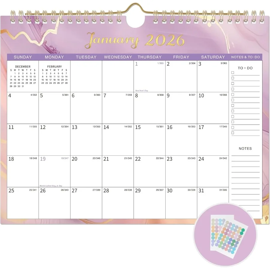 

deli 2026 CalendarWall Calendar from January 2026 to December 2026 11" x 8.5" Calendar 2026 Twin-Wire Binding 12 Monthly Large