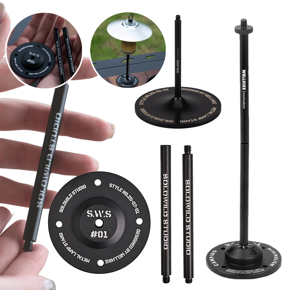 Portable Desktop Lamp Stand Aluminum Alloy Outdoor Lantern Bracket Camping Lights Support for Camping