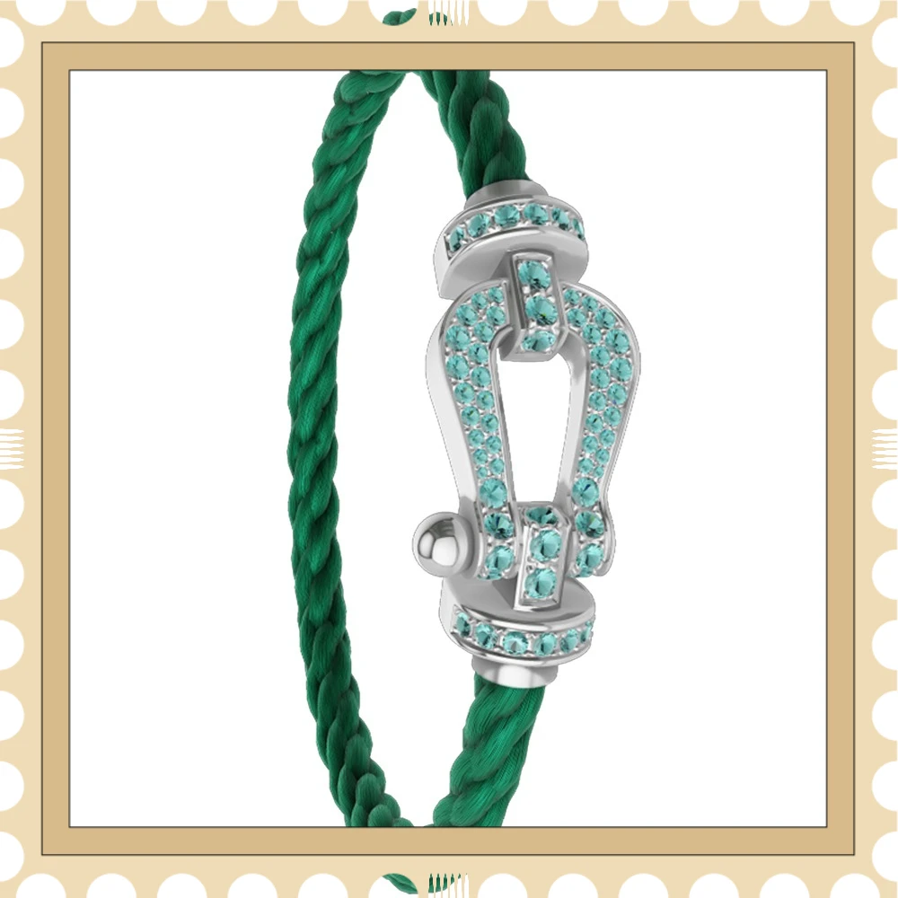 

VZZS New Silver Green Orange Nylon L Double Row Colorful Zircon Bracelet Female Daily Wear Party Gifts Luxurious Couple Jewelr