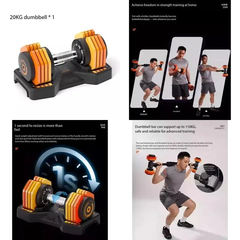 Adjustable Steel Dumbbells Weight Set Fitness Equipment Gym Bodybuilding