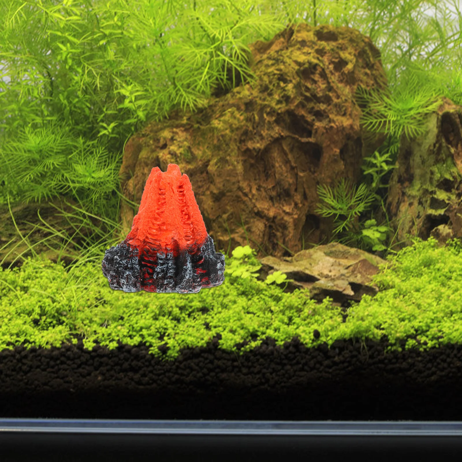 

Fish Tank Volcano Ornament Resin Based Aquatic Decor No Fade No Deformation Realistic Volcanic Scene Underwater Environment
