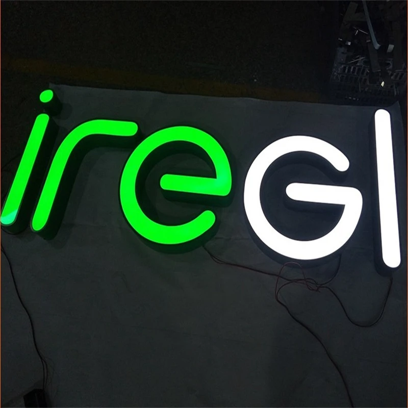 Enseigne de logo de magasin éclairée par LED, 3D, acrylique, extérieur, lettres professionnelles, utilisation extérieure