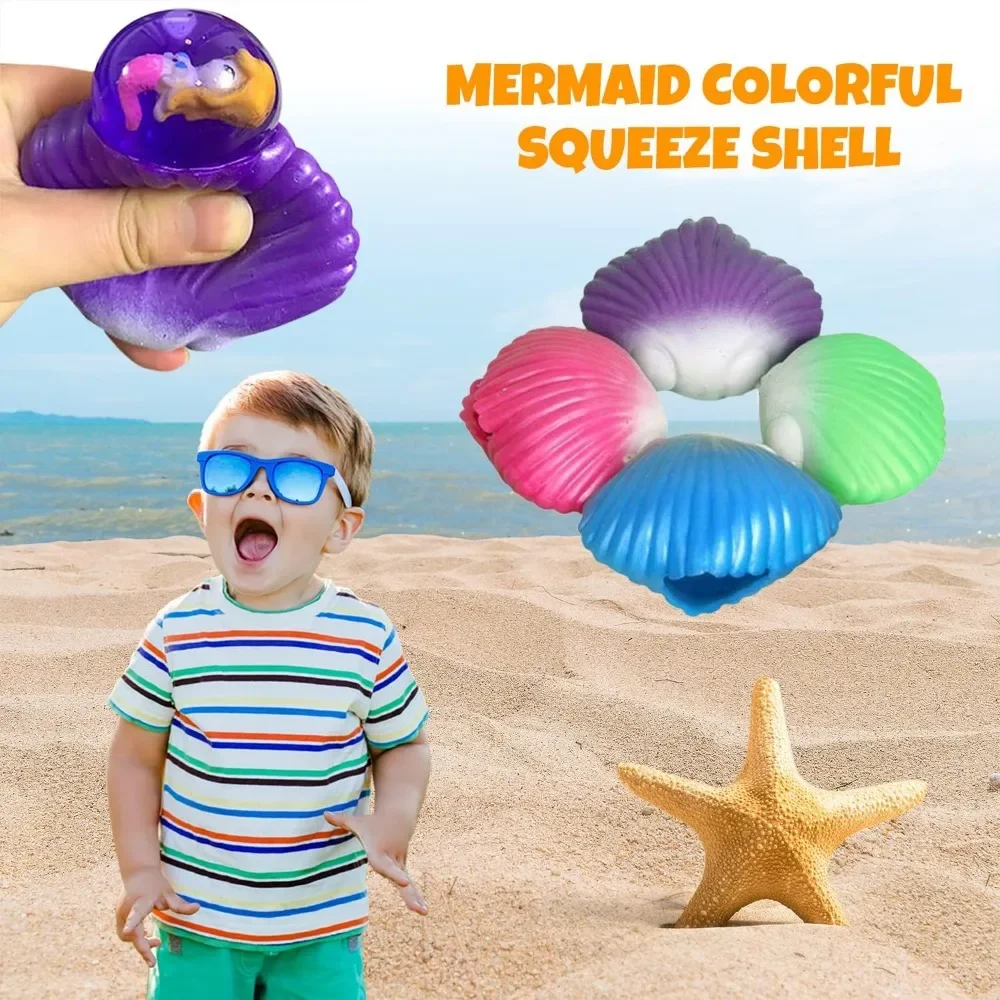 Quetschspielzeug, niedliche Meerjungfrau in Muschel, Squishy-Spielzeug, Muschel, Meerestiere, Zappelspielzeug, Geschenke für Kinder und Erwachsene, Squishies für Autismus