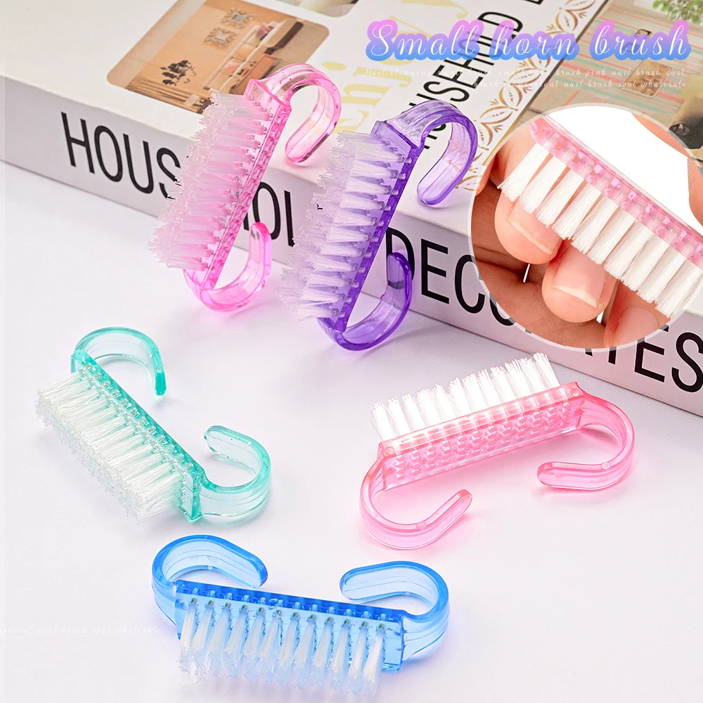 5Pcs/Set Plastic Nail Brushes Pink/Purple/Blue Nail Hand Scrubbing Cleaning Brush Manicure Dust Powder Cleaner Remover Nail Tool