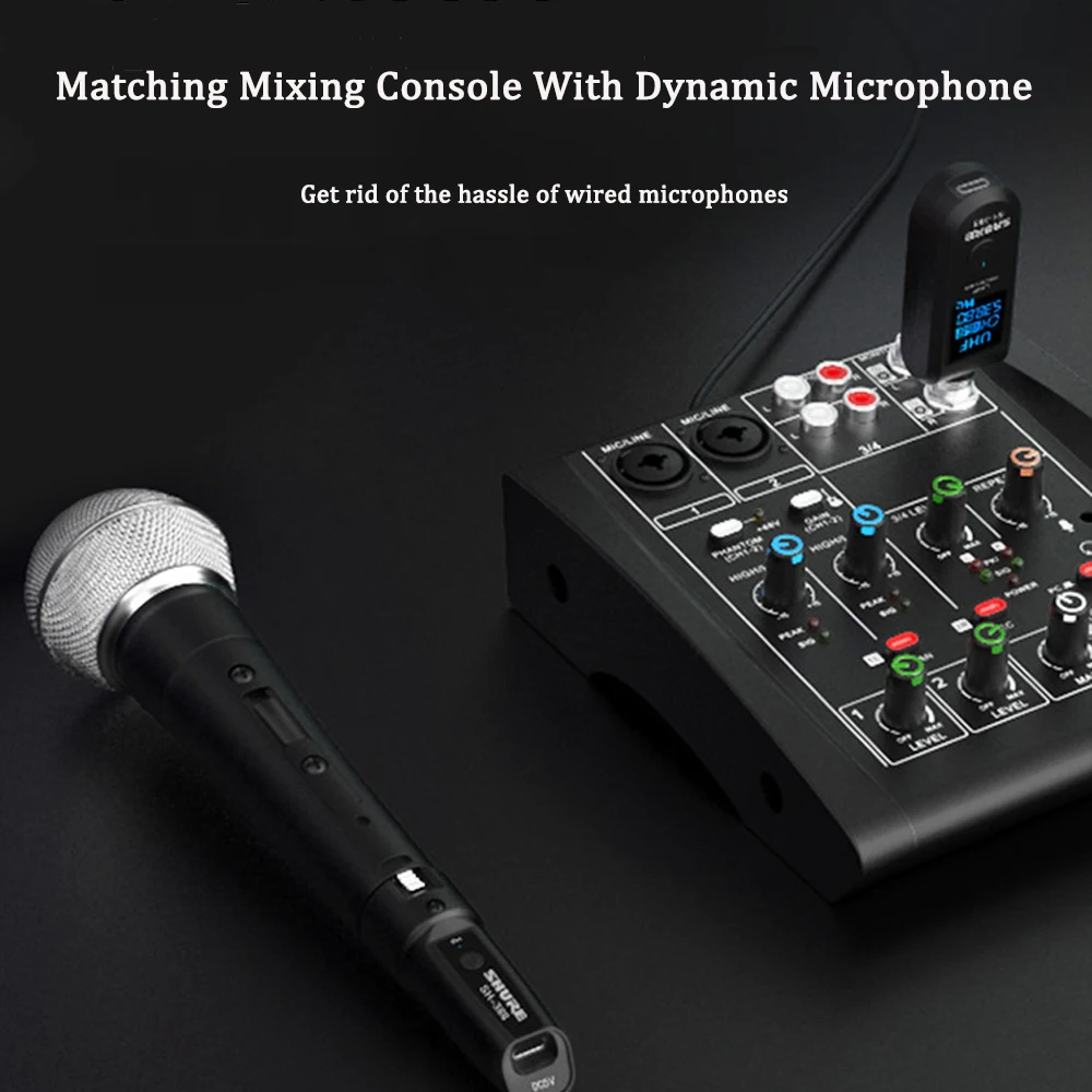 Wireless Microphone Converter XLR Transmitter and Receiver Wireless System Signal Adapter for Audio Mixer Dynamic Mic Guitar