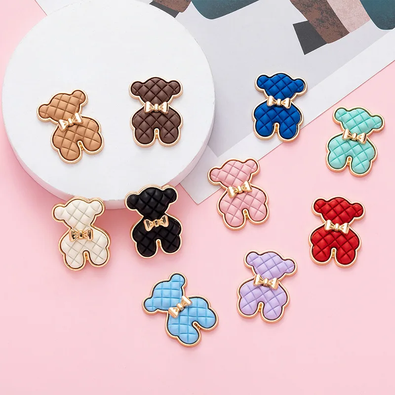 5 Pcs Alloy Colorful Polka Dot Bowknot Paint Sweet Cute Bear Children Hair Bag Necklace Accessory Bracelet DIY Handmade Material