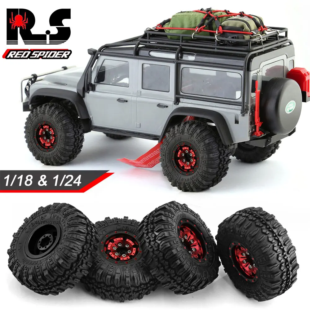 JTY Toys 4 szt. Opony do piasty metalowe koło trx4 m zestaw do zdalnie sterowany samochód gąsienicowy Traxxas TRX4-M Bronco SCX24 FMS