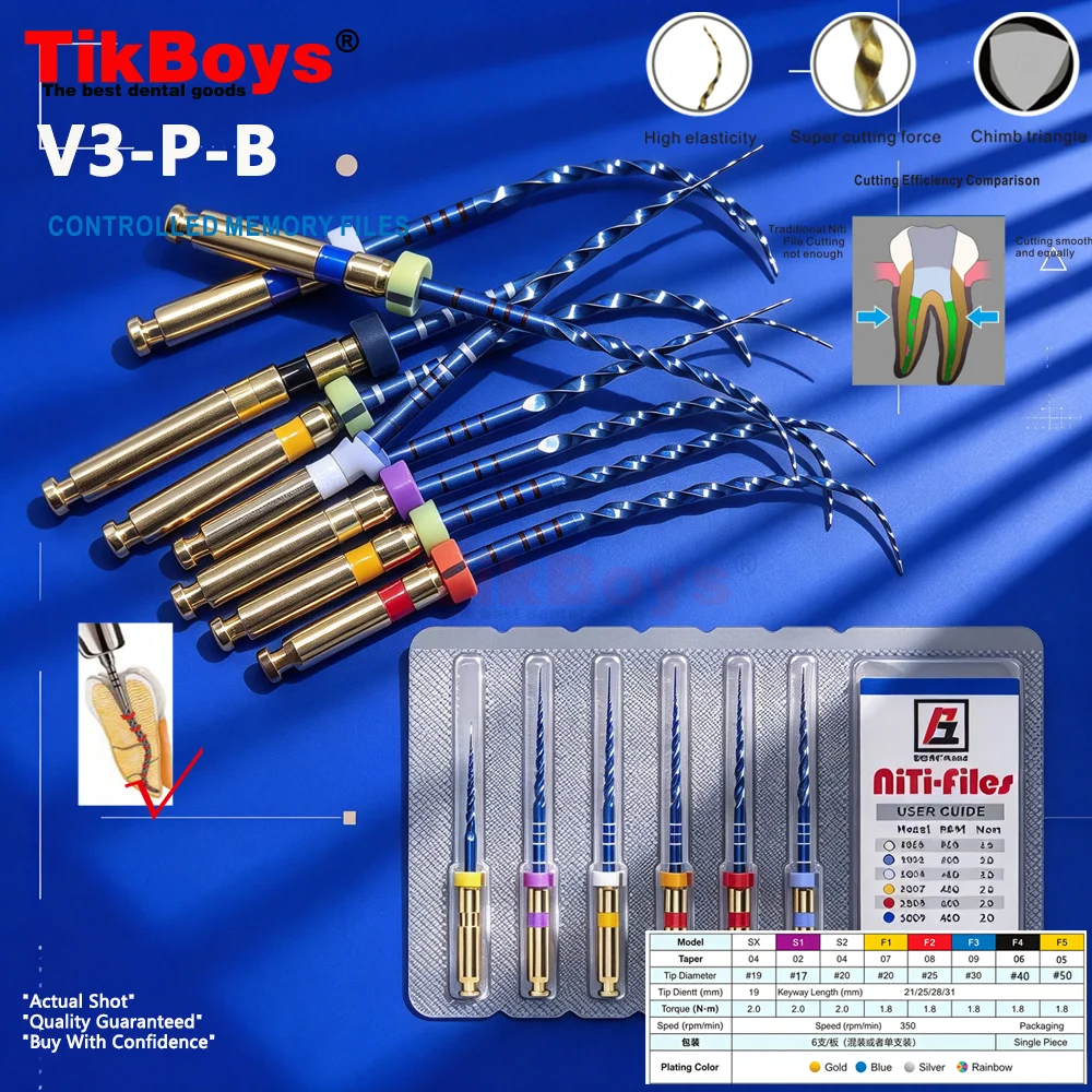 6Pcs/Box SX-F3 Niti File Activated Root Canal File Dentist Tools Endodontic Dental Rotary Files Dental 25mm Drills Endodoncia
