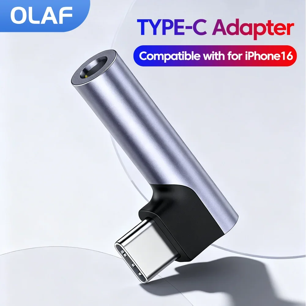 Type C To 3.5MM Audio Adapter Elbow USB C Female To 3.5MM Male Jack Adapter Earphone Converter For iPhone15 16 17 Samsung Huawei