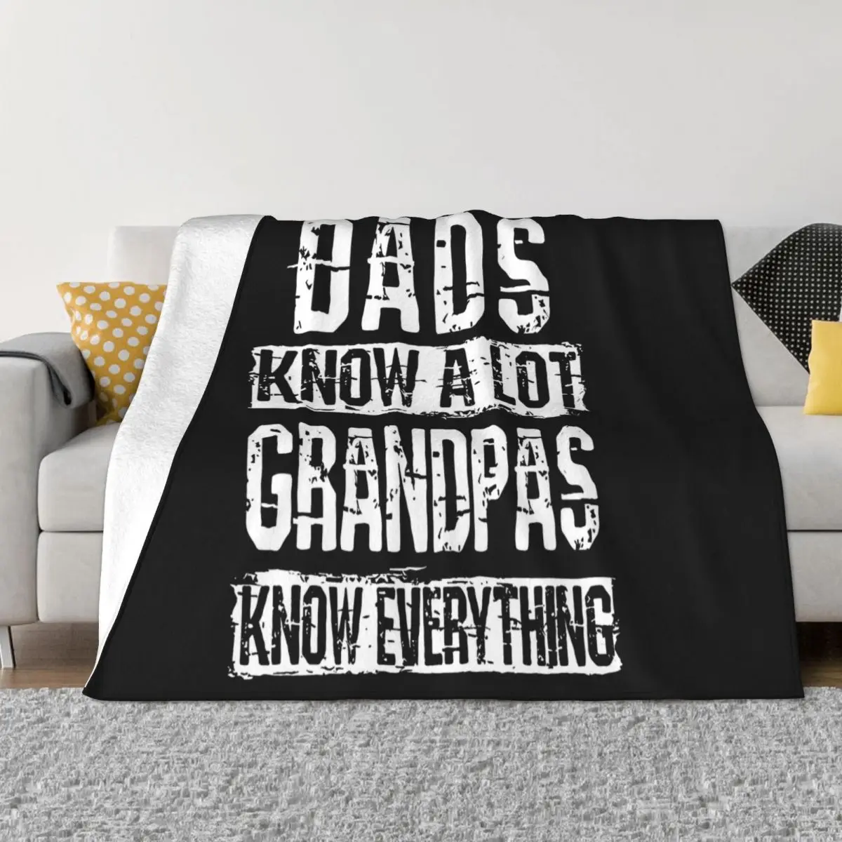 Mens Grandpa Grandpa Knows Everything Funny Grandfather Gift Ban Fitness Cartoon Throw Blanket