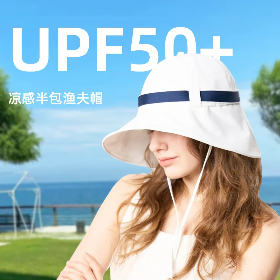 Bucket Hat Chin Strap Detachable Women Summer UV Protetion Brim Beach Accessory Nylon Breathable Cap For Fishing Climb Hike
