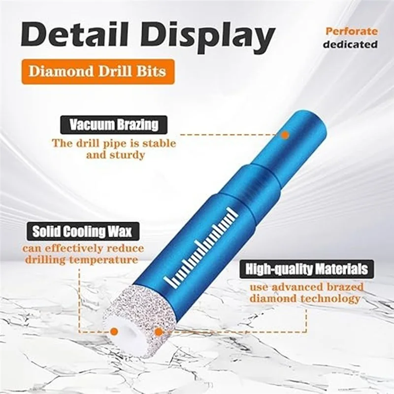 

ABJO-Diamond Drill Bits Set Tile Drill Bits Forceramic Glass Porcelain Marble Granite Blue Dry Diamond Drill Bit Set