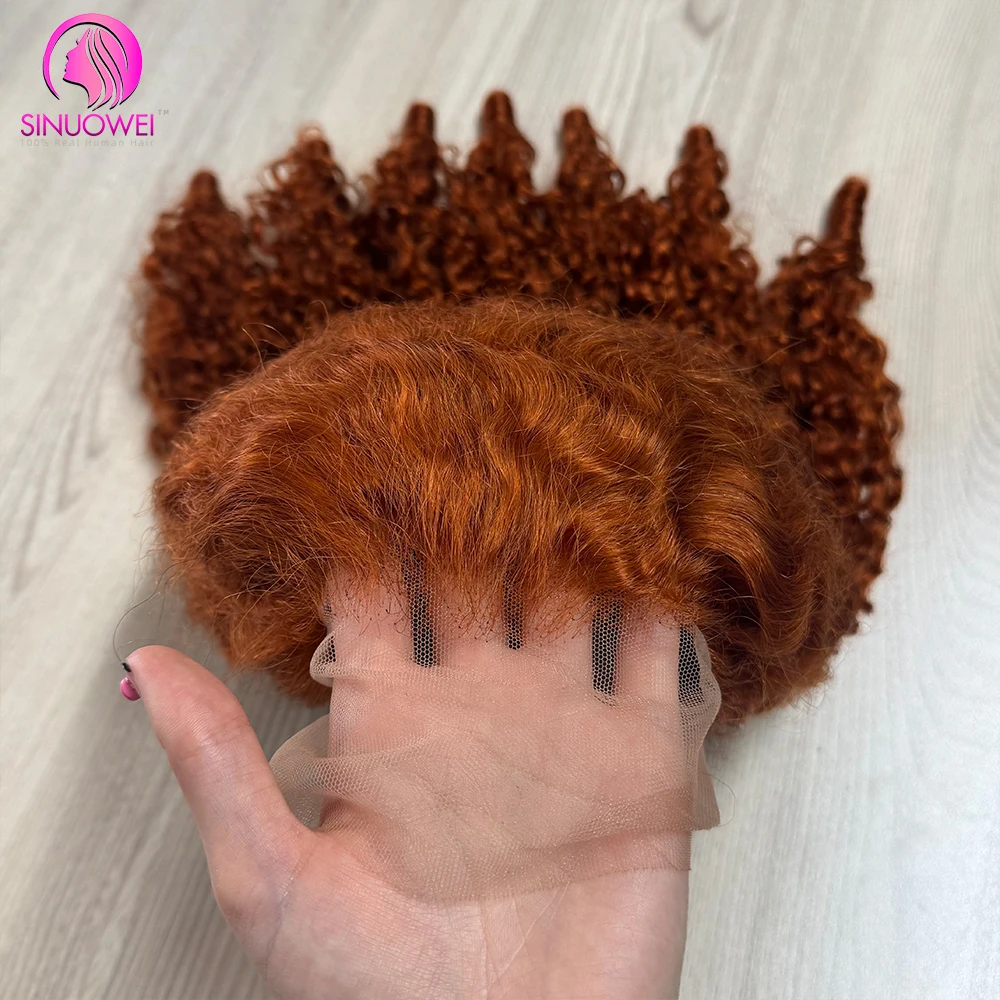 

Burmese Curly Ginger Orange Lace Front Wigs 100%Human Hair 13x6 Transparent Lace Front Wig Pixie Curly Wigs For Women PrePlucked