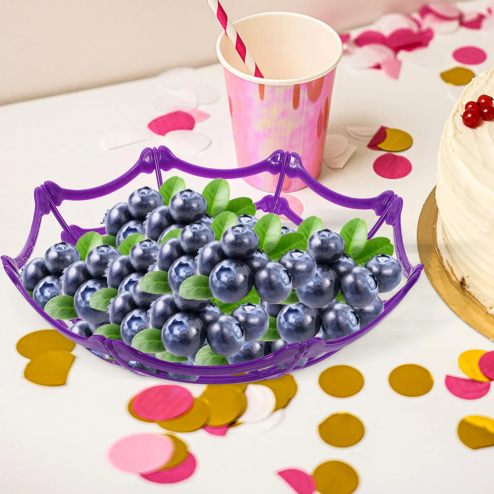Spider Web Fruit Basket Smooth Surface Reusable Plastic Food Basket for Home Kitchen Restaurant Buffet Fruit Vegetable Snack