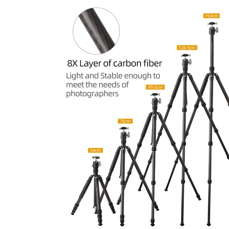 Professional Reverse Storage 360-Degree Panoramic Photography Carbon Fiber Tripod For Digital Camera