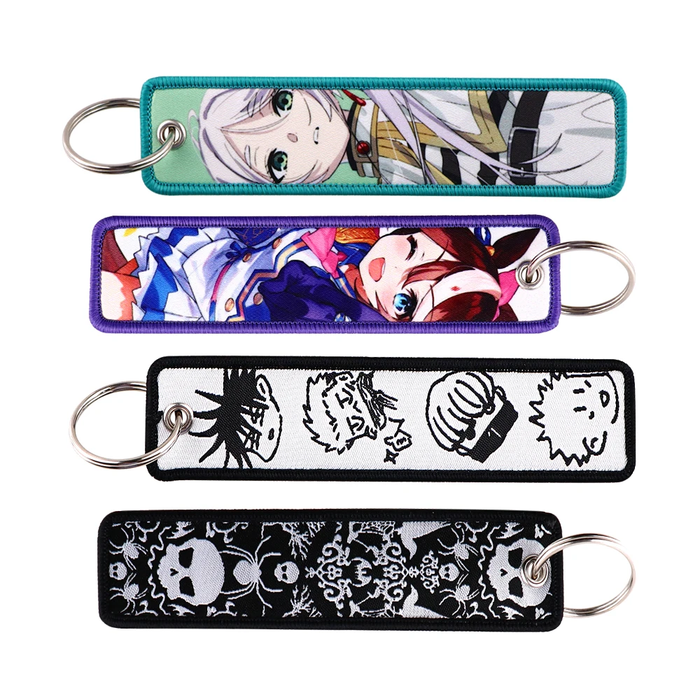 Classic Japanese Anime Elf Key Chain for Men Women Embroidery Key Fobs Holder Key Tag Key Ring Fashion Accessories Gifts