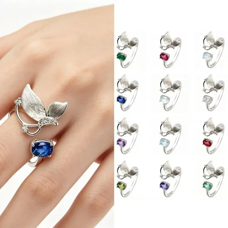 European and American cross-border natural gemstones December birthstone ring women's S925 silver jewelry source factory