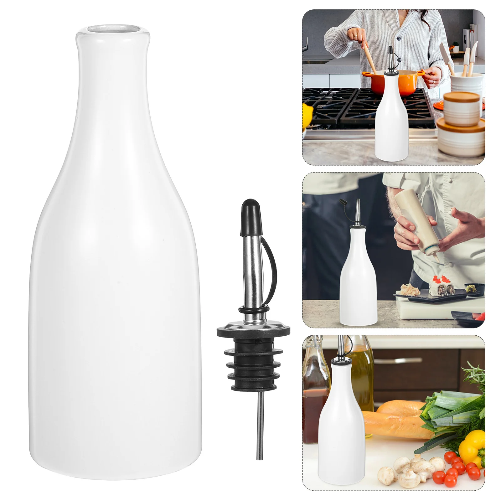 

Ceramic Vinegar Bottle Stable Design for Oil Soy Sauce Dispenser Kitchen Condiment Container Leakproof Oil Bottle
