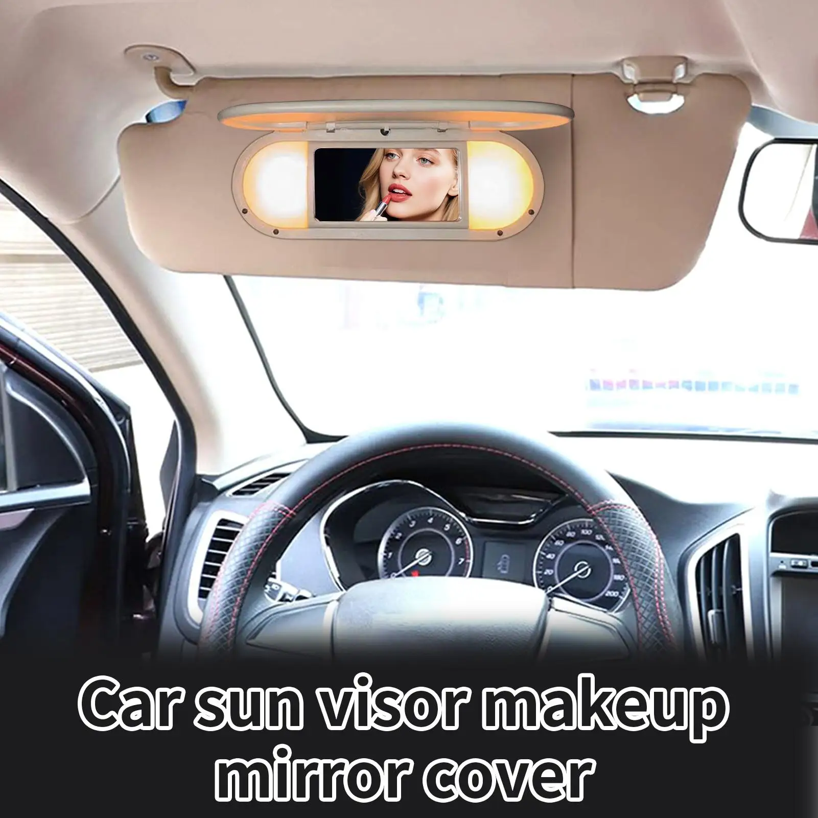Car Visor Mirror Cover Rear View Makeup Mirror Replacement Accessories For Vehicle Truck Left Right Side Daily Commuting Outdoor