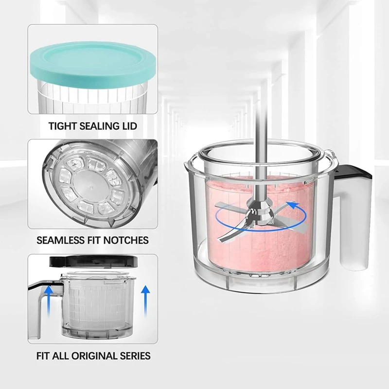 Imagem -02 - Recipientes de Sorvete Substituição para Ninja Creami Pintas e Tampas 24 Onças Copos Creami Deluxe Nc501 e Nc500 Série Colheres
