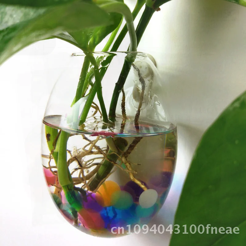 Planta hidropónica colgante creativa, florero de cristal de huevo de ganso, pequeño, transparente, alto borosilicato, decoración de pared hecha a mano para el hogar