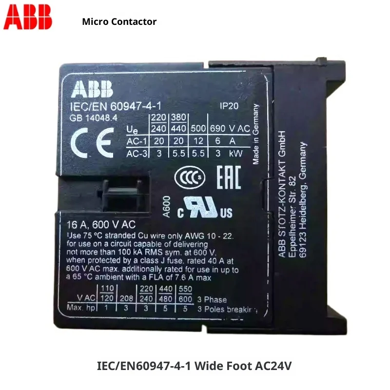 

ABB AC Contactor IEC/EN 60947-4-1 Wide Foot AC24V Electric Hoist, 24V AC Contactor, Small Contactor