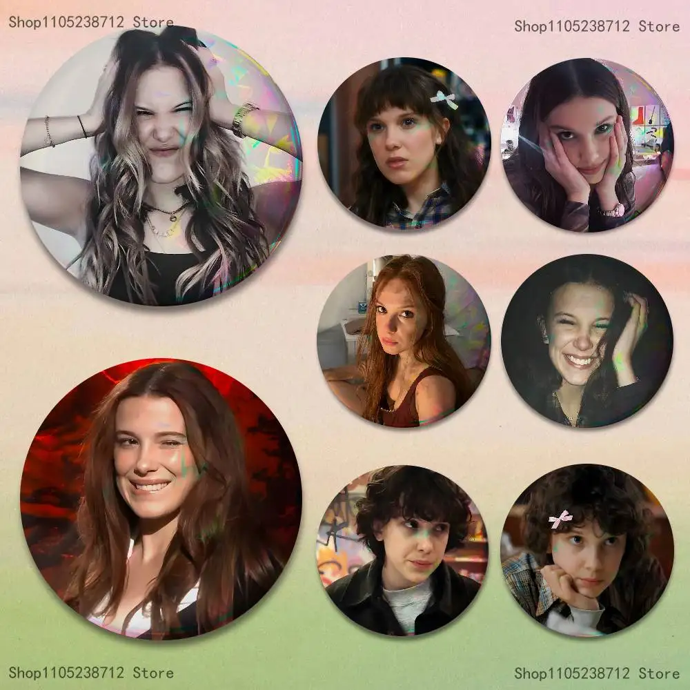 M-Millie Brown Stranger Anime Cartoon Badge Breastpin for Backpack Clothes Handmade Brooches Gift Accessory