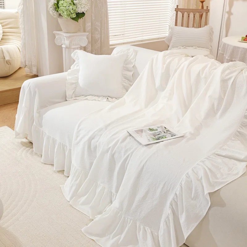 

100% Cotton White Beige Sofa Cover Solid Color Washable Slipcovers for Living Room Outdoor Soft Non Slip Couch Covers for Sofas