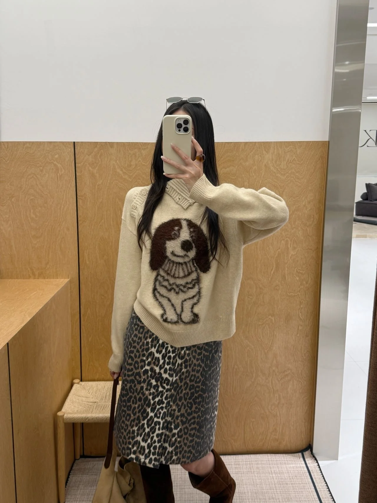 

Korean Sle Soft Woolen Knitted Sweater Women's Long Sve round Ne Pullover Fur Patterned Doggies Lazy Faion Winte...