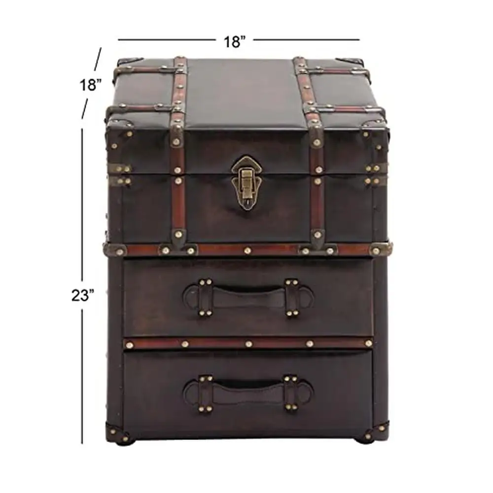 Armoire d'Accent Vintage en Faux Cuir, Table de Rangement Rétro Marron Foncé 18 "x 18" x 23