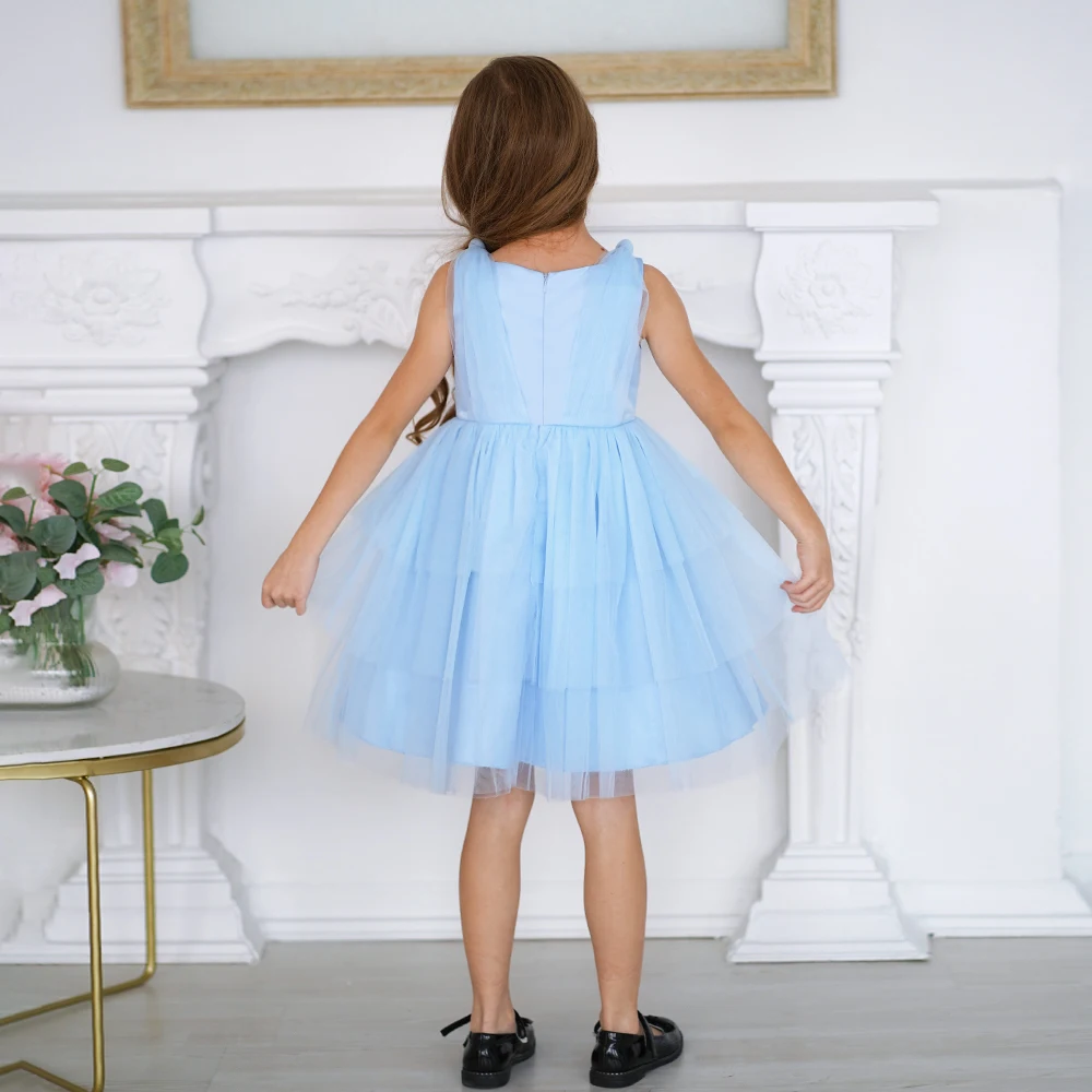 MQATZ Baby Clothes Flower Girls Pink Children Princess Evening Party Prom Host White Wedding Bridesmaid Summer Dress Ball Gown