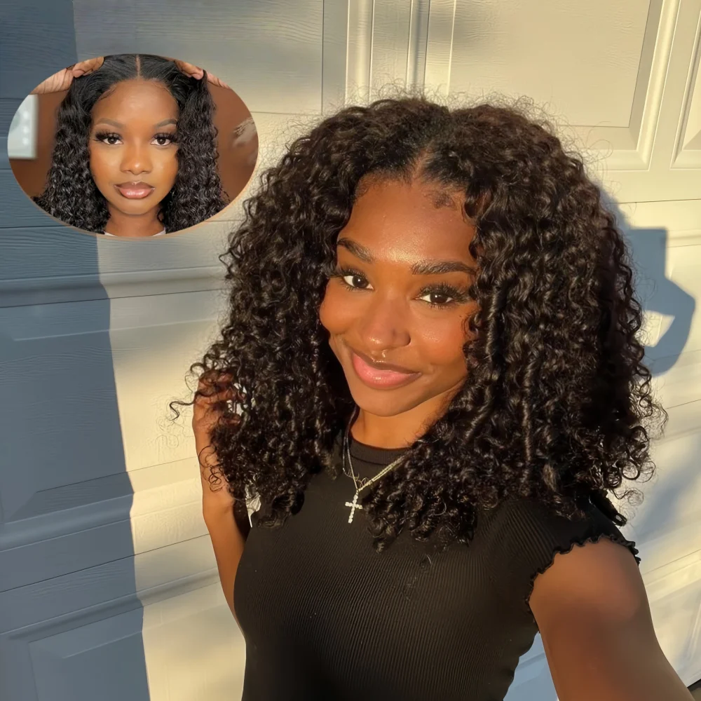 

Finros Glueless Short Bob Curly Hair 4x4 5x5 Closure Ready To Wear 200% Density Wigs Pre Cut Wear Go Water Wave Wigs for Women