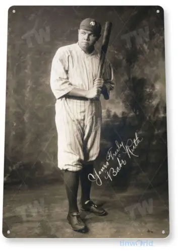 Placa de Metal Decorativa de Beisebol Babe Ruth para Parede, Loja, Bar A227-Alumínio