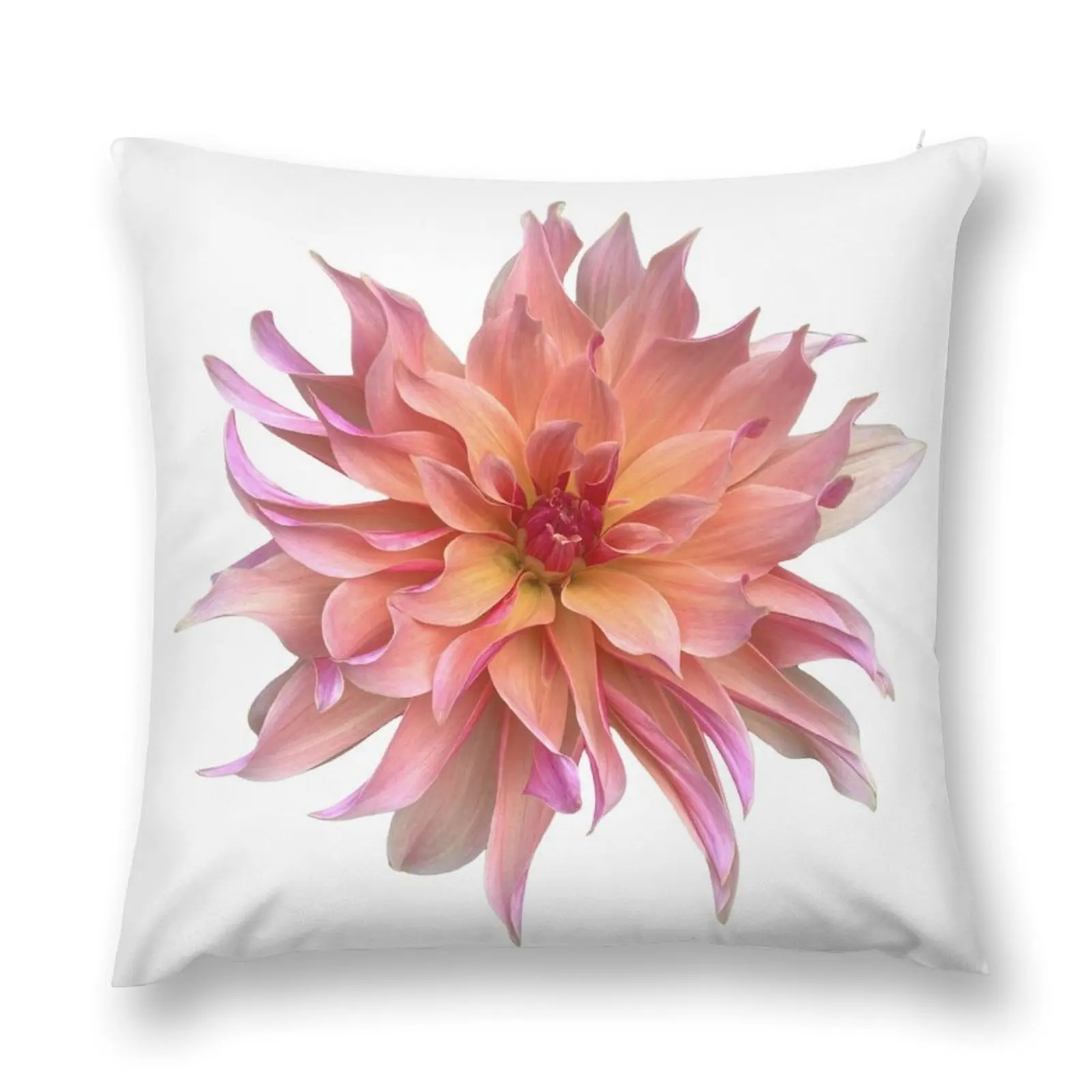 Peachy Pink Dahlia Flower Throw Pillow Luxury Living Room Decorative Cushions Custom Cushion Cushion Child pillow